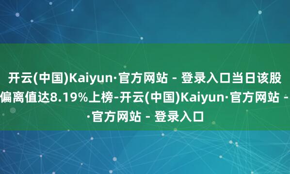 开云(中国)Kaiyun·官方网站 - 登录入口当日该股因日涨幅偏离值达8.19%上榜-开云(中国)Kaiyun·官方网站 - 登录入口